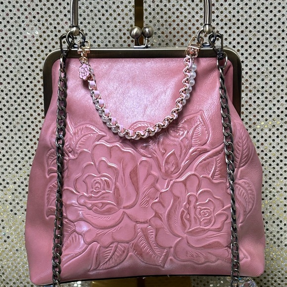 Patricia Nash 10th Anniversary Pink Embossed Handbag w/Dustbag Approx 9.5x 10x 4 - Picture 3 of 17